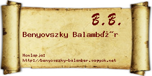 Benyovszky Balambér névjegykártya